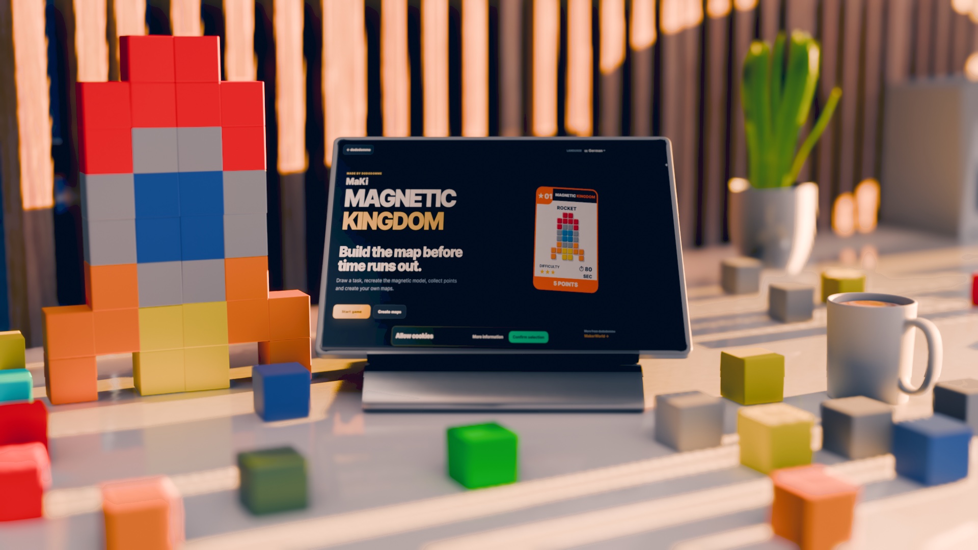 Magnetic Kingdom mit magnetischen Würfeln am Arbeitsplatz